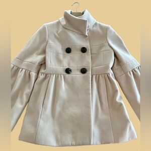 Wool-Blend Funnel Collar Coat with Bell Sleeves, Jessica Simpson, Size L